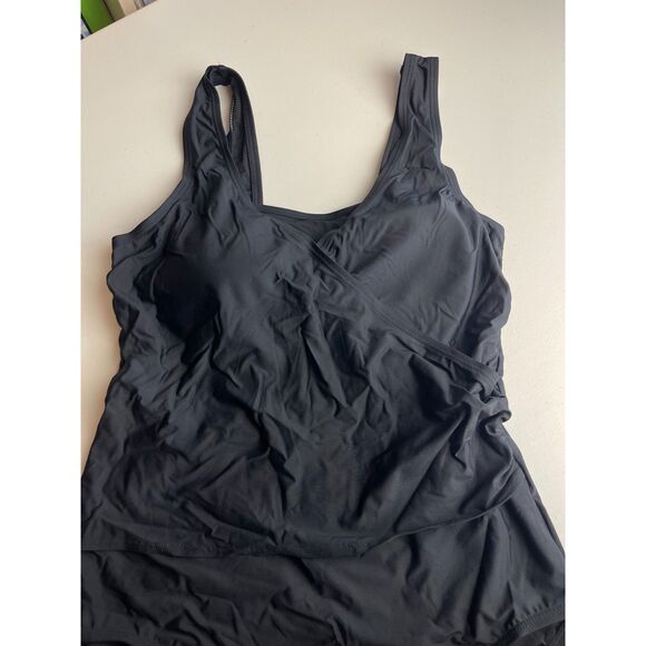 Calvin Klein Black Wrap One-Piece Swimsuit – Size 14 - Picture 3 of 6